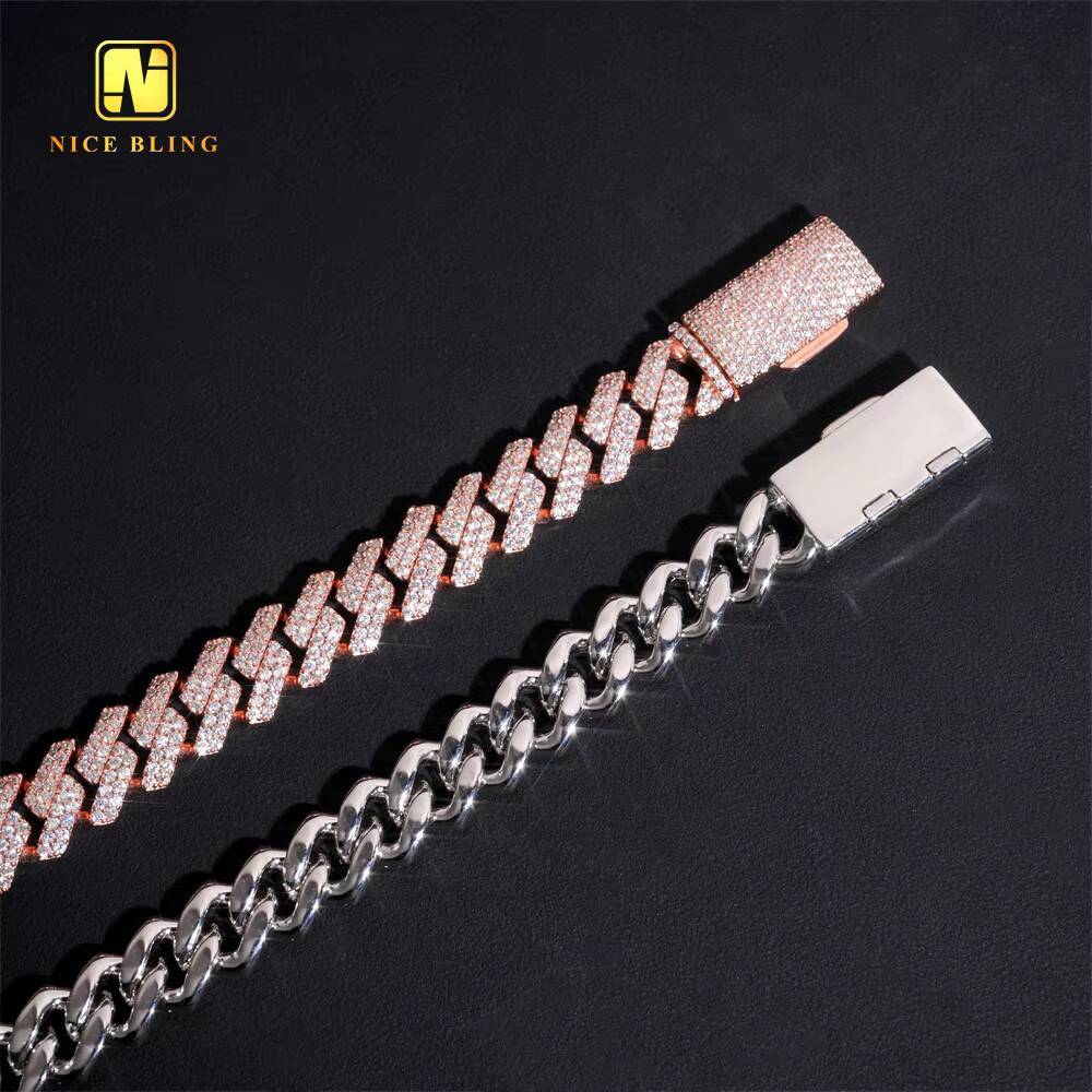 13mm 2 Rows High Quality CZ Stone Iced Out Cuban Link Chain 925 Silver Hip Hop Jewelry Cubic Zirconia Diamond Necklace Bracelet