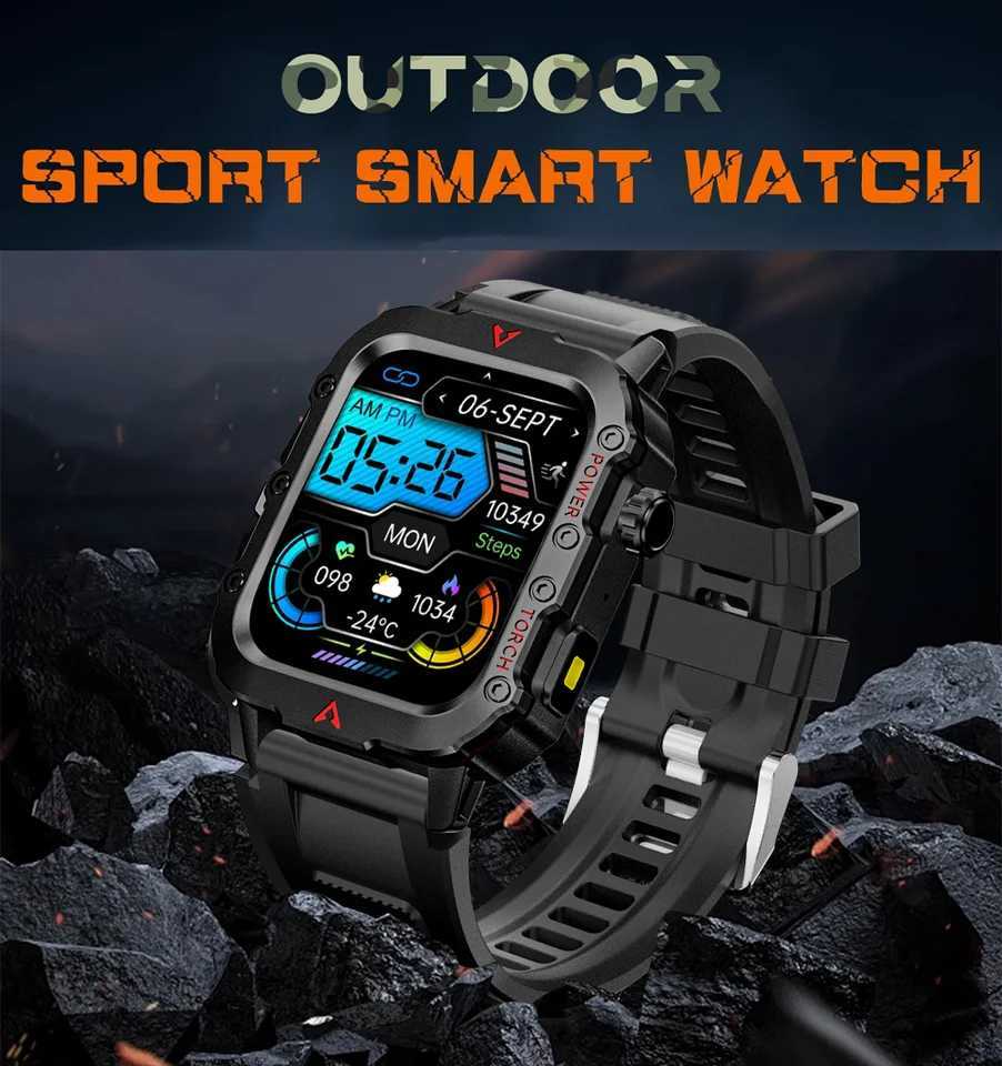 LAXASFIT 2025 New Smart Watch Mens Outdoor Watch Vo Assistant Call with LED Flashlight Smart Watch C251203