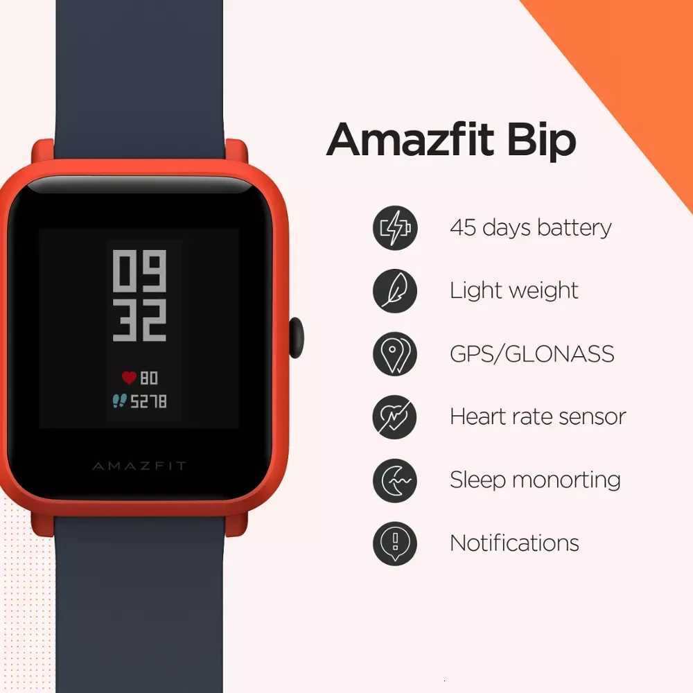 Amazfit Bip Smart Watch GPS Sports Watch For Men For Wen Rate IP68 Waterproof No Box 85-95 New Exhibit Watches C251203