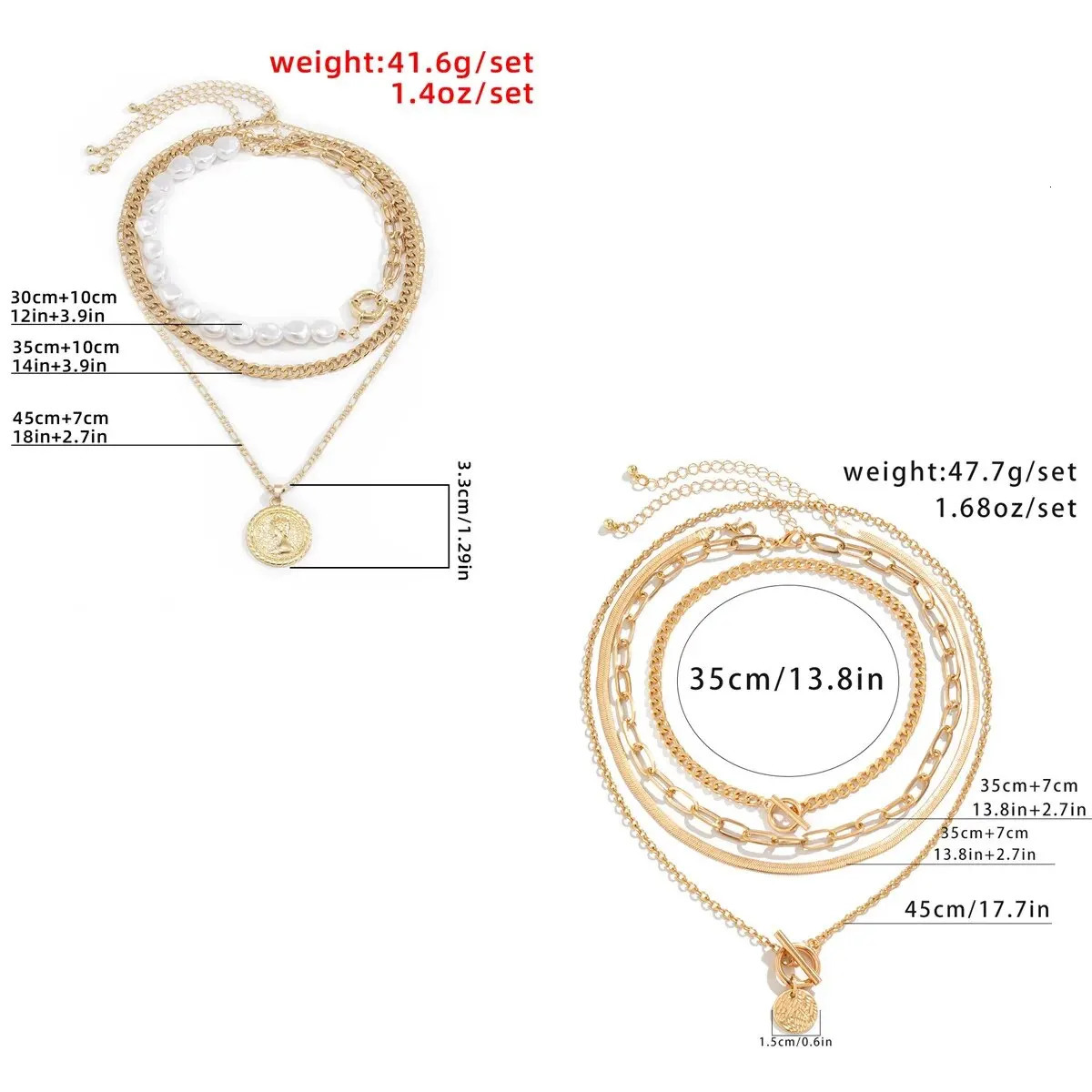 3Pcs/Set Goth Baroque Pearl Coin Portrait Pendant Choker Necklace for Women Vintage Link Chain Aesthetic Wed Jewelry 251202 - view 5