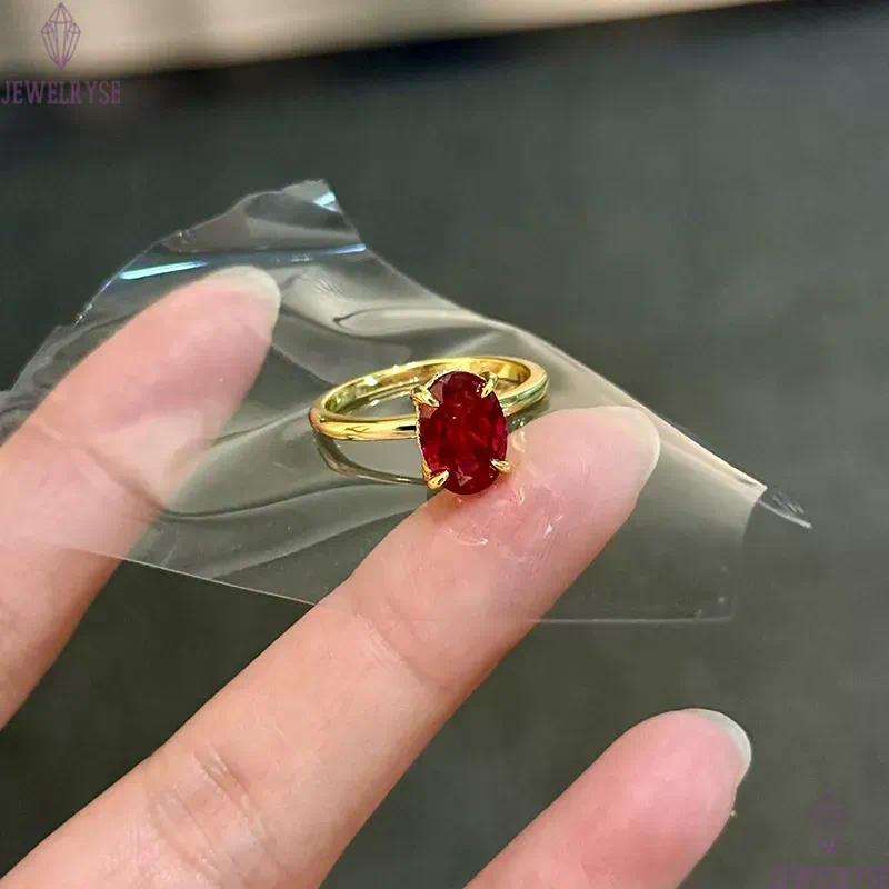 luxurious red oval cut diamond gold ring for woman s925 sterling silver wed wedding party 5A cubic zirconia luxury designer engagement rings jewelry s