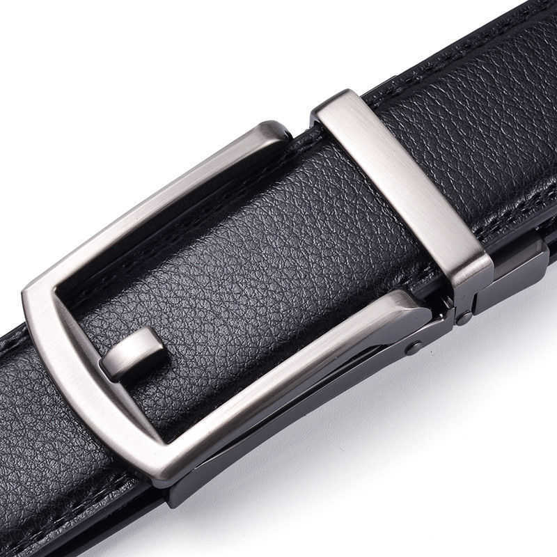 New men's genuine leather belt with automatic buckle, double-layer cowhide business style faux needle buckle, fashionable and high-end waist beltXJ250210