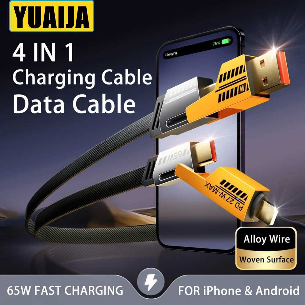 4 in 1 USB Type C Cable Type C TO C PD 65W 27W LIGHTNING Fast Charging Mech Cable For iPhone One Plus C251203