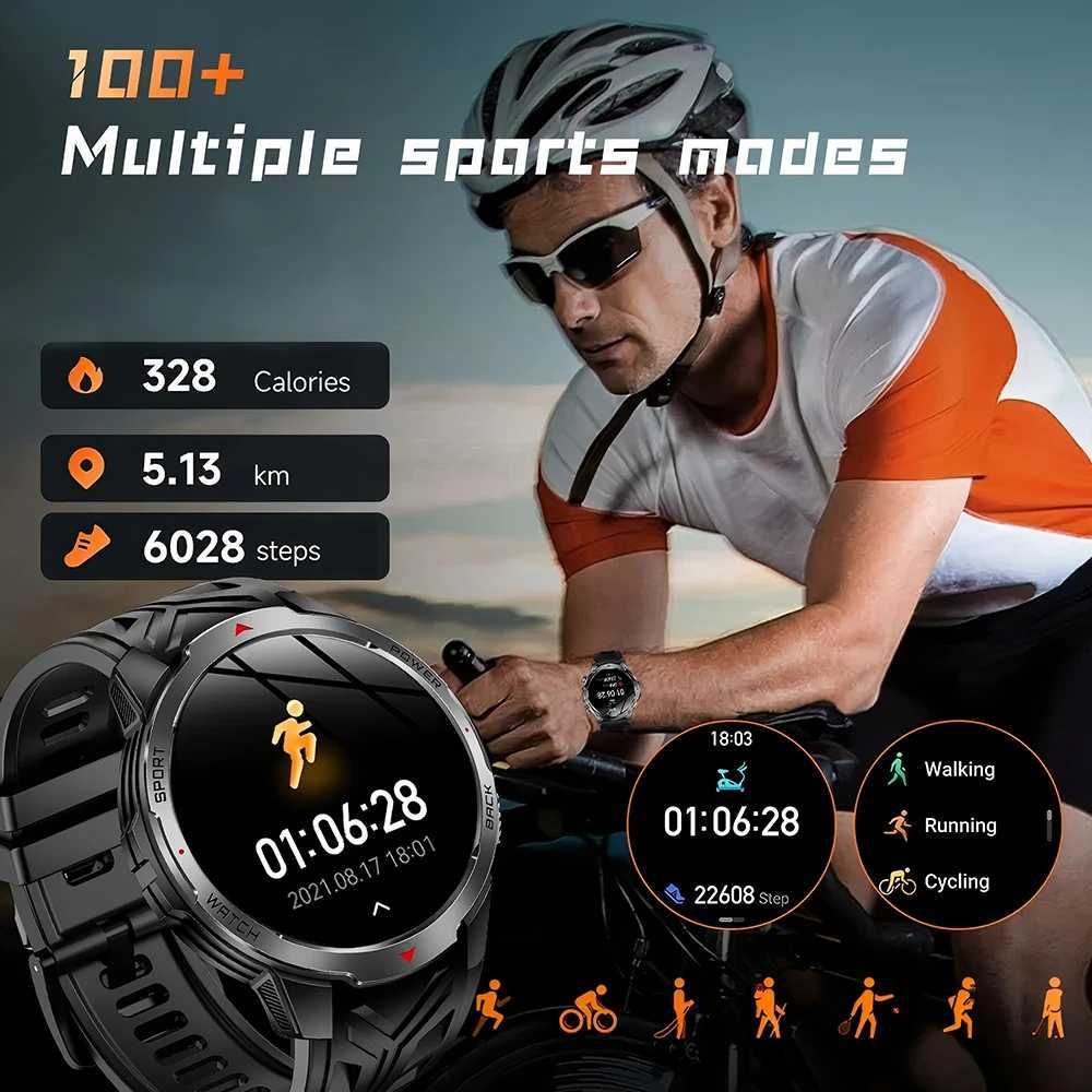 2025 New Military Smart Watch 1100Mah Battery GPS Cpass 5ATM Waterproof Tactics Sport Flashlight BT call Smart Watch For Men C251203