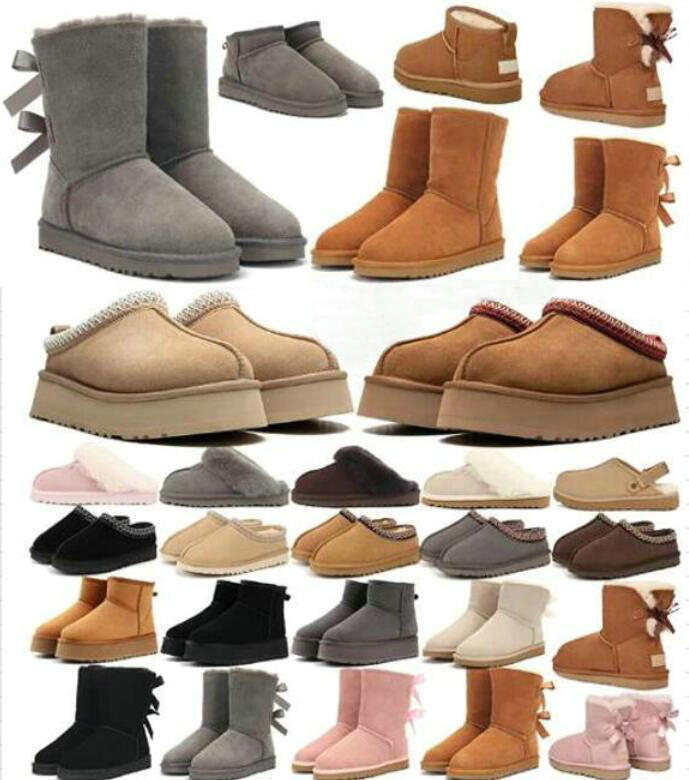 2026 shoes boots womens platform booties winter boot snow Tasman Slippers Tazz mustard seed Chestnut Sand Fur Slides Sheepskin snow Slipper non-slip soles us4-us13