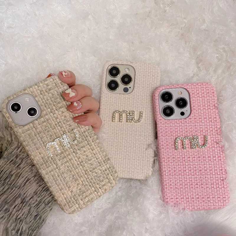 Woven luxury Pattern Suitable for 17 Promax Phone Case for IPhone 13/14/15/16 Pro Half Pack Protective Case Anti Drop Cover Case M251203