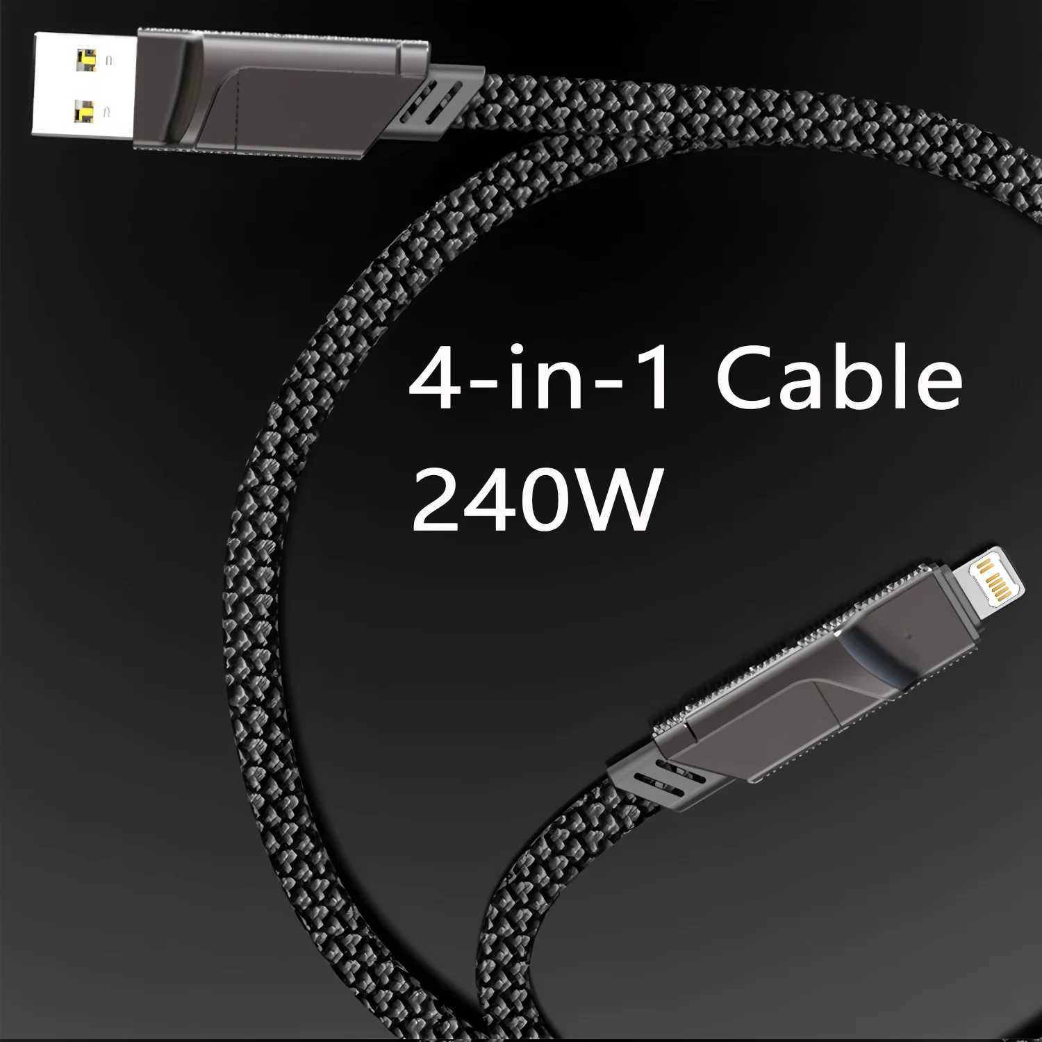 4-in-1 Kirsite Cable 240W er Fast Charging Mtiple Functions for iPhone8-16 Prax iPad Notebook Tablet Mobile Phone C251203