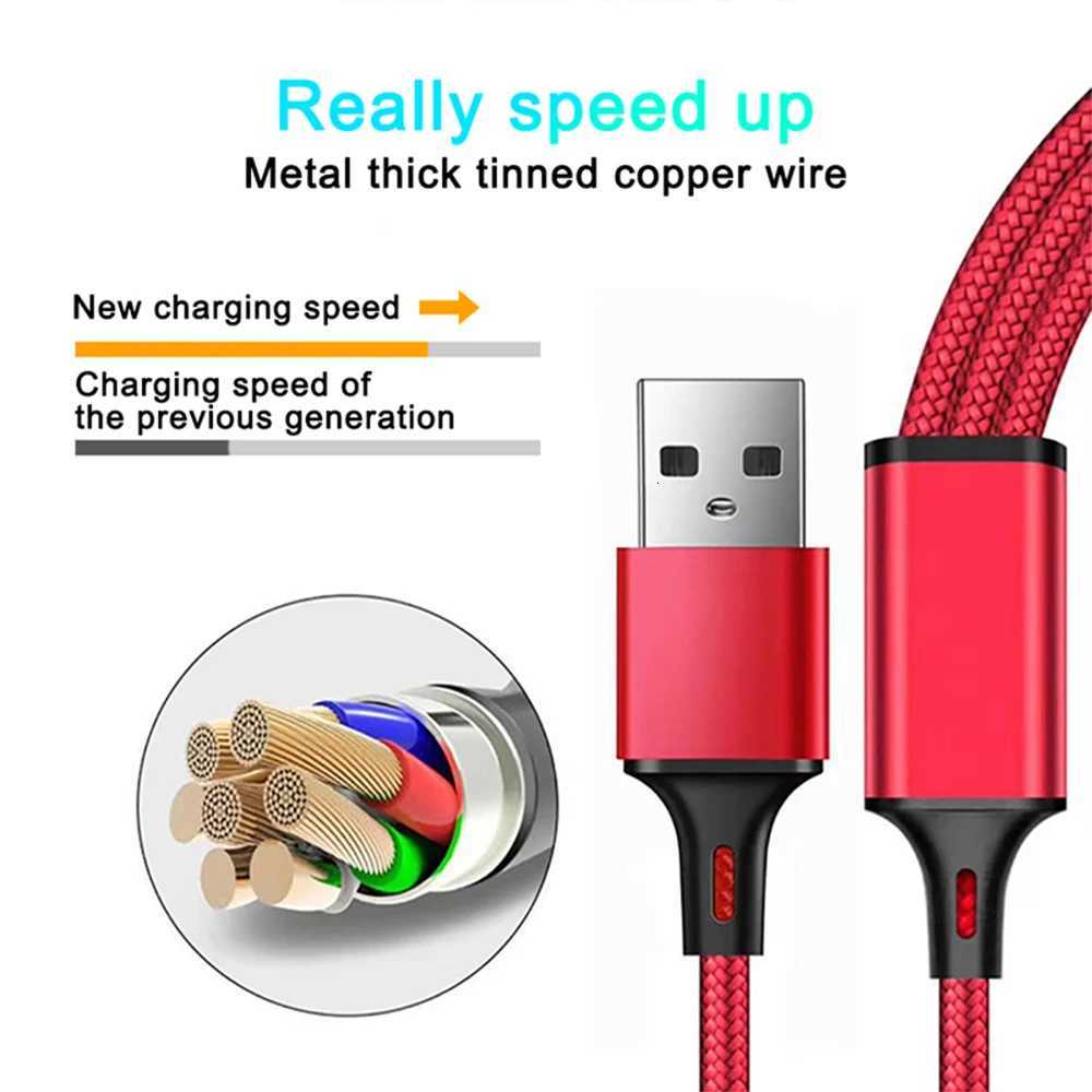 3 In 1 USB Charger Fast Charging Cable Type C Micro LIGHTNING Mti Charger Cable for iPhone Nylon Braided Cord C251203
