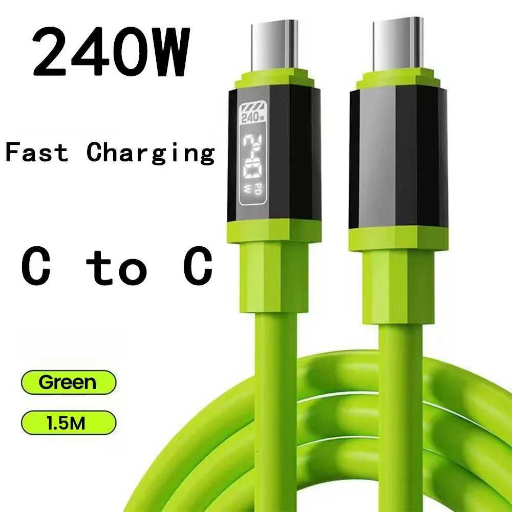 PD240W Fast Charging Cable Digital Display Cable For iPhone 15 16 iPad Laptop Silicone USB C Data Cord Type C to Type C C251203