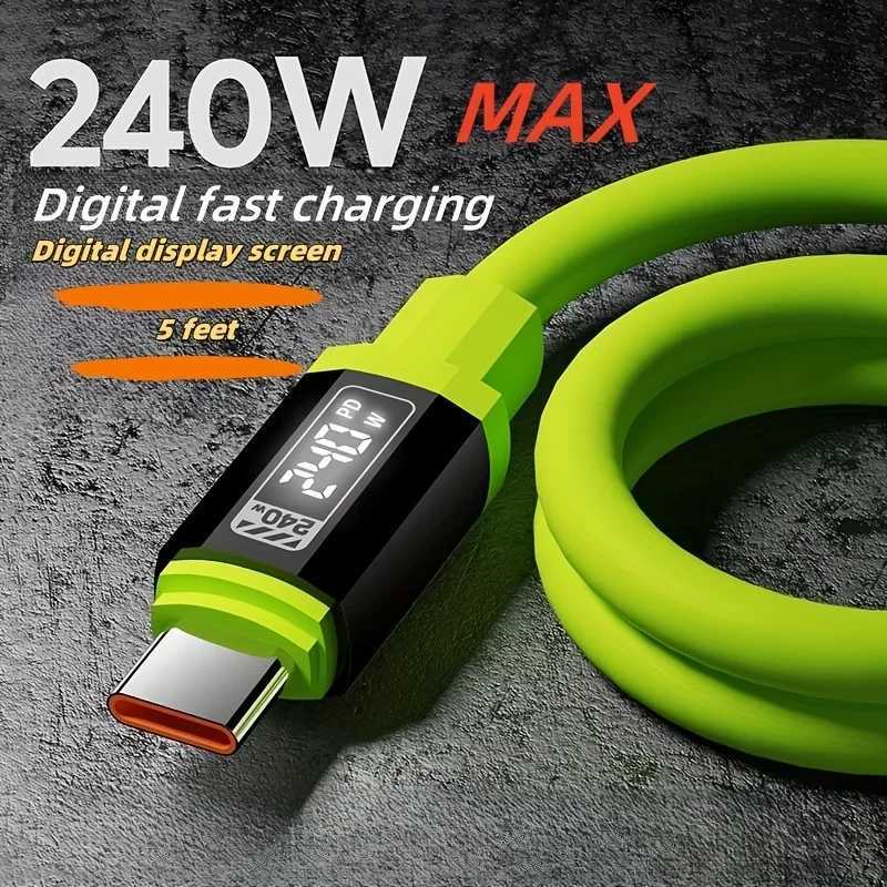 240W USB C Cable with Power Display Fast Charging Charger for IPhone 15 16 17 S24 Phones Type C Cord 15m C251203