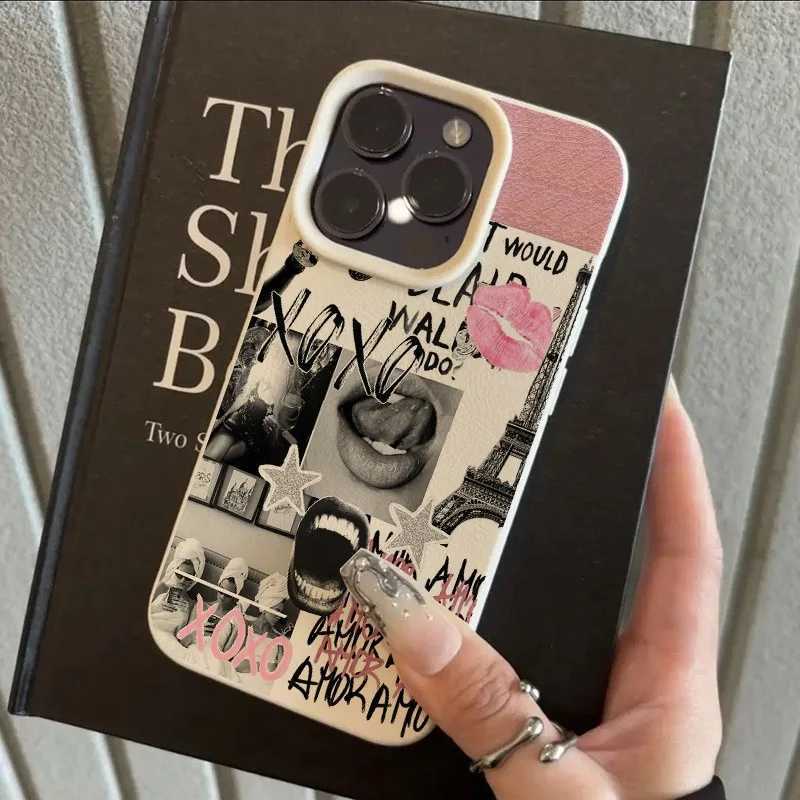 Stylish Lip Print Eiffel Tower Lichee Pattern Silicone Phone Case For iPhone 16 15 14 13 12 11 Pro Max XS XR X 16 Plus 17 Cover H251203