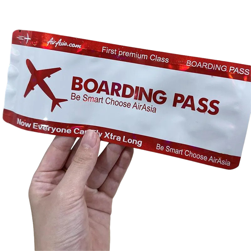 100pcs Holographic Travel Boarding Pass Shape Storage Bags Mylar Bag Laser Candy Pouch Zipper bag Self-Sealing Packaging Bags