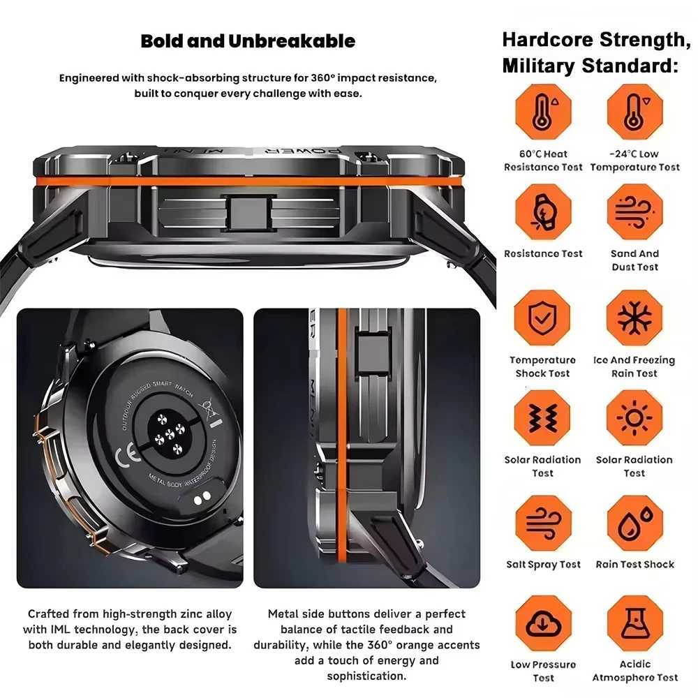 2025 Hot S SmartWatch T-Rex 3 GPS 1000Mah Battery Cpass 10ATM Waterproof Tactics Sport Flashlight BT call Men Smart Watch C251203