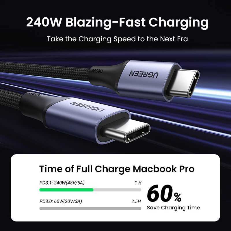 UGREEN 240W USB Type C Cable Power Line PD31 for Switch Galaxy S22 Book Blazing-Fast Charging Cable 48V5A USB C C251203