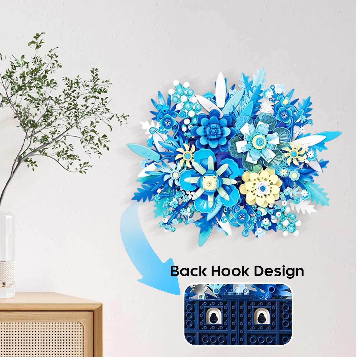 917PCS Preserved Flower Bouquet Building Blocks Fantasy Blue Flowers Assembly Model Bricks Toy Creative He Decor Children Gift C251203