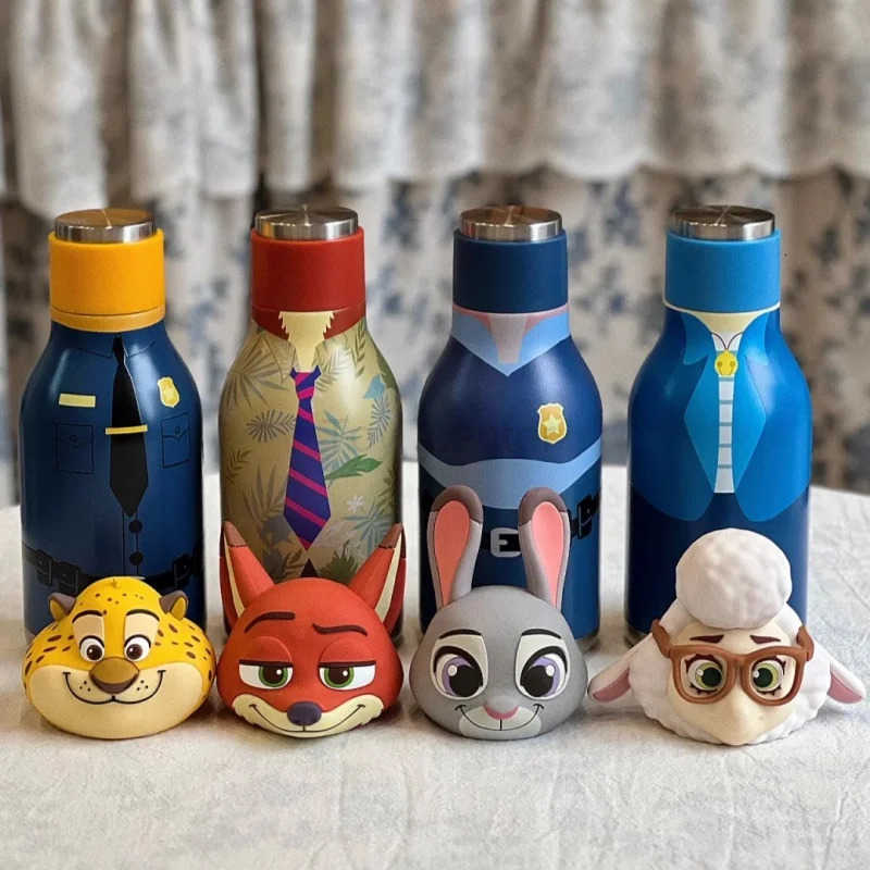 Disney 2025 Officially Zootopia Vacuum Mug Nick Wilde Judy Hopps Stainless Steel Sports Kettle Panther Officer Aquarius 430ml Gifts H251203