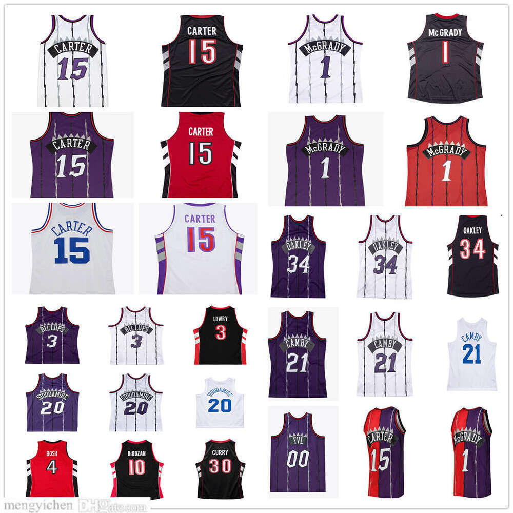Retro Men's XS-6XL Basketball Jersey Tracy 1 McGrady Vince 15 Carter Chauncey 3 Billups Damon 20 Stoudamire Marcus 21 Camby Charles 34 Oakley Chris 4 Bosh Vintage