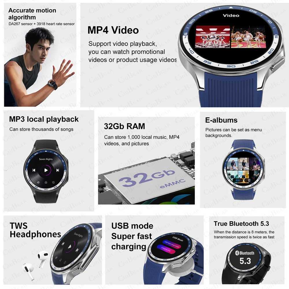 2025 New For Watch X Smart Watch 4GB Large Memory Music Video Player TWS phones AMOLED HD Business High-end Smartwatch C251203