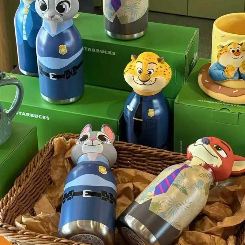 Disney 2025 Officially Zootopia Vacuum Mug Nick Wilde Judy Hopps Stainless Steel Sports Kettle Panther Officer Aquarius 430ml Gifts H251203