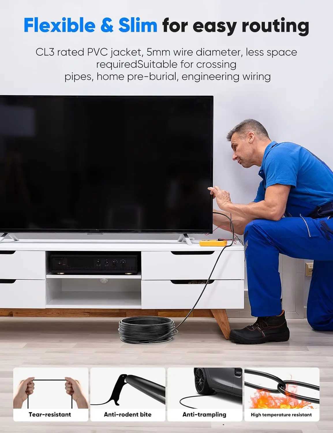 Cables 50FT8K 21 fiber optic Cable CL3 Rated48Gbps 8K60 4K120Hz/144HzeARC HDCP 2223Cpatible for Xbox/PS5 C251203