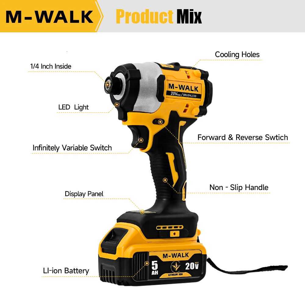 Impact Driver Electric Drill 20V Brushless Cordless 3250RPM screwdriver High Torque tools Power Tools For 20V Battery Pin X251203 - view 6