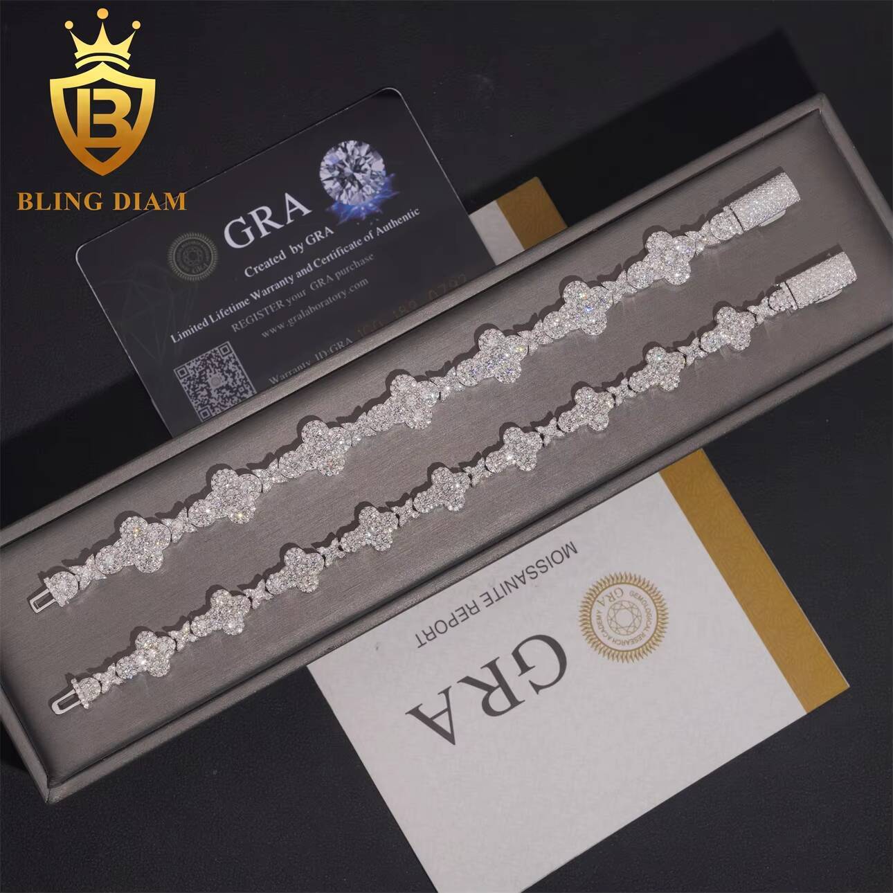 Moissanite Cuban 10mm 13mm 925 Sterling Silver Iced Out VVS Moissanite Hip Hop Jewelry Miami Cuban Link Bracelet