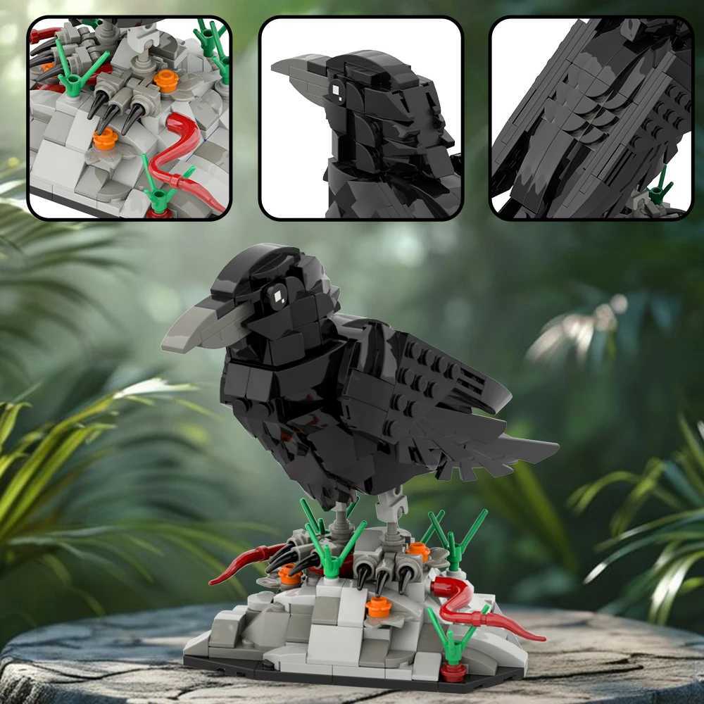 MOC Raven Bird Model Kit Detailed Black Crow Building Blocks Setfor Kids Adts Creative DIY Bricks Toy Gift for fan C251203