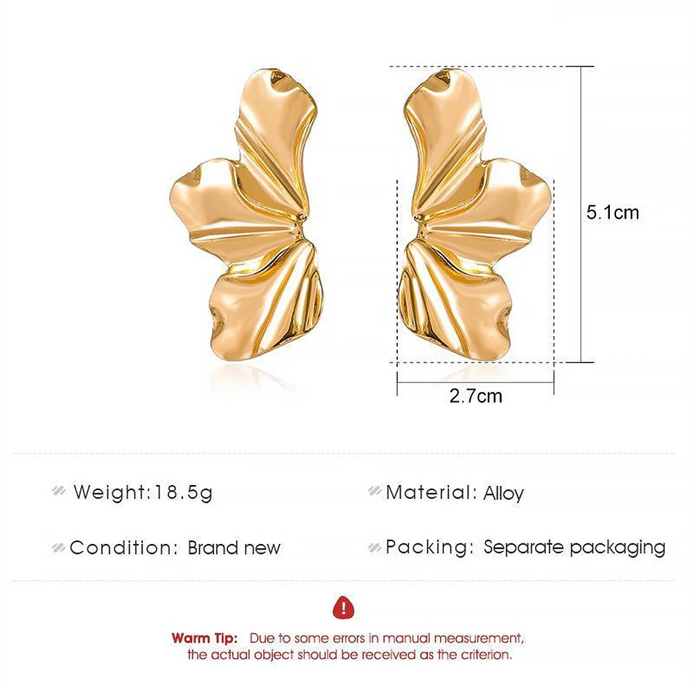 Chic Half Flower Ear Stud Minimalist Irregular Petal Earrings Women Gold Silver Color Earring Party Trendy Fashion Jewelry Gifts 251201