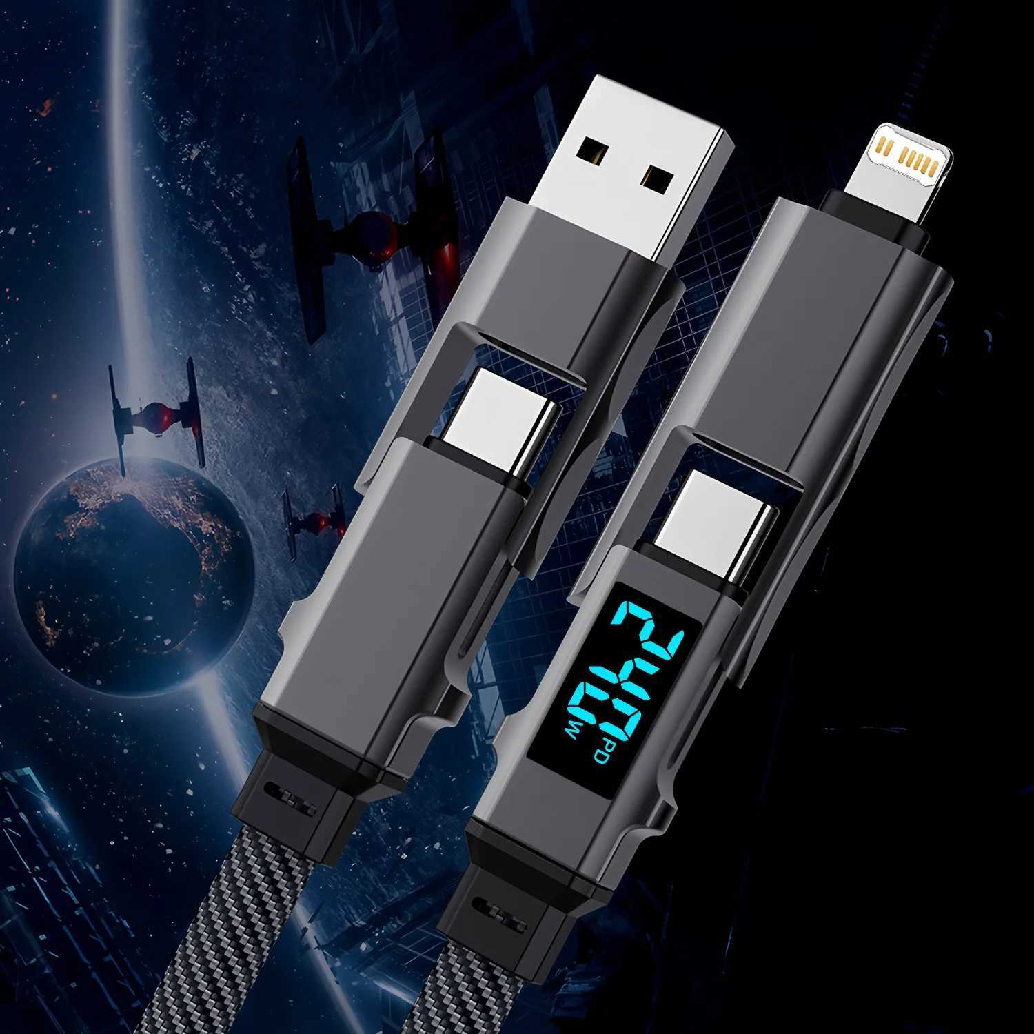 Digital Display 4 In 1 PD 240W USB Type C Data Cable Fast Charging For iPhone 15 Redmi Cable Fast Charger C251203