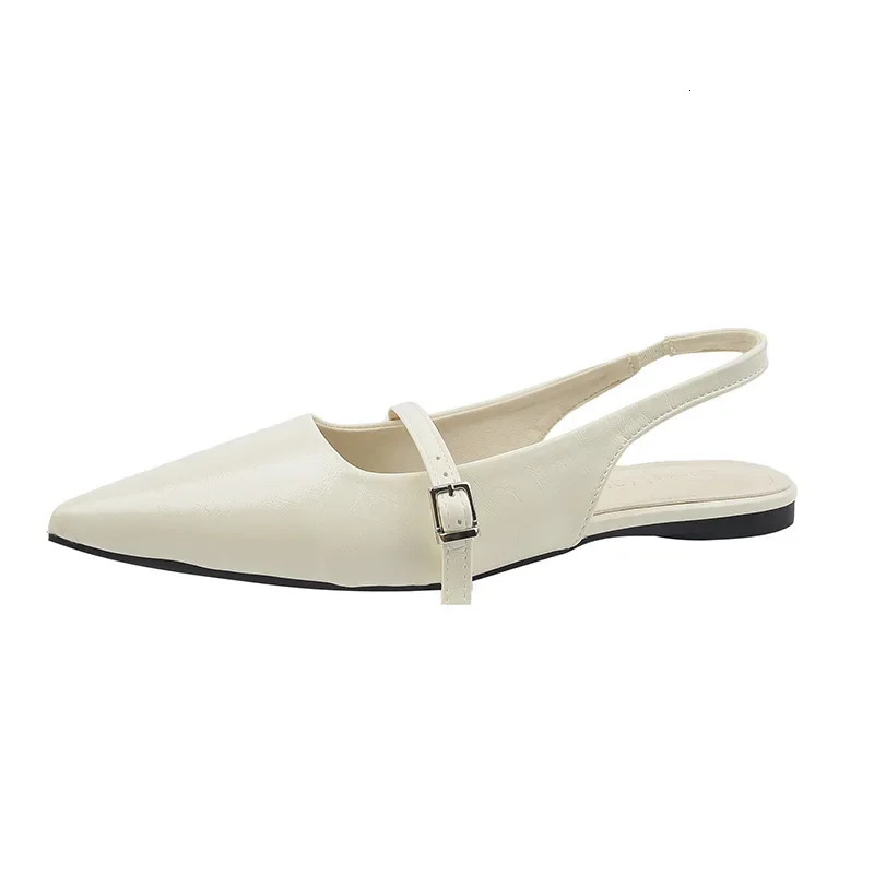 French Flat Black Baotou Sandals Fairy Shoes 2025 Spring and Summer Pointy Diamond Temperament Single Shoes Zapatos De Mujer 251217ww