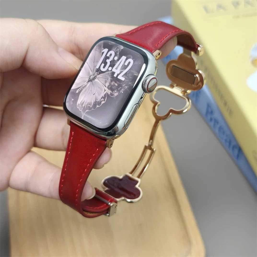 Genuine Leather Watch Straps for Apple Watch 11 10 8 7 6 SE 5 4 Magnetic Watchband 46mm 40 41 42 44 45 49mm for iwatch ultra 3 2 Z251203