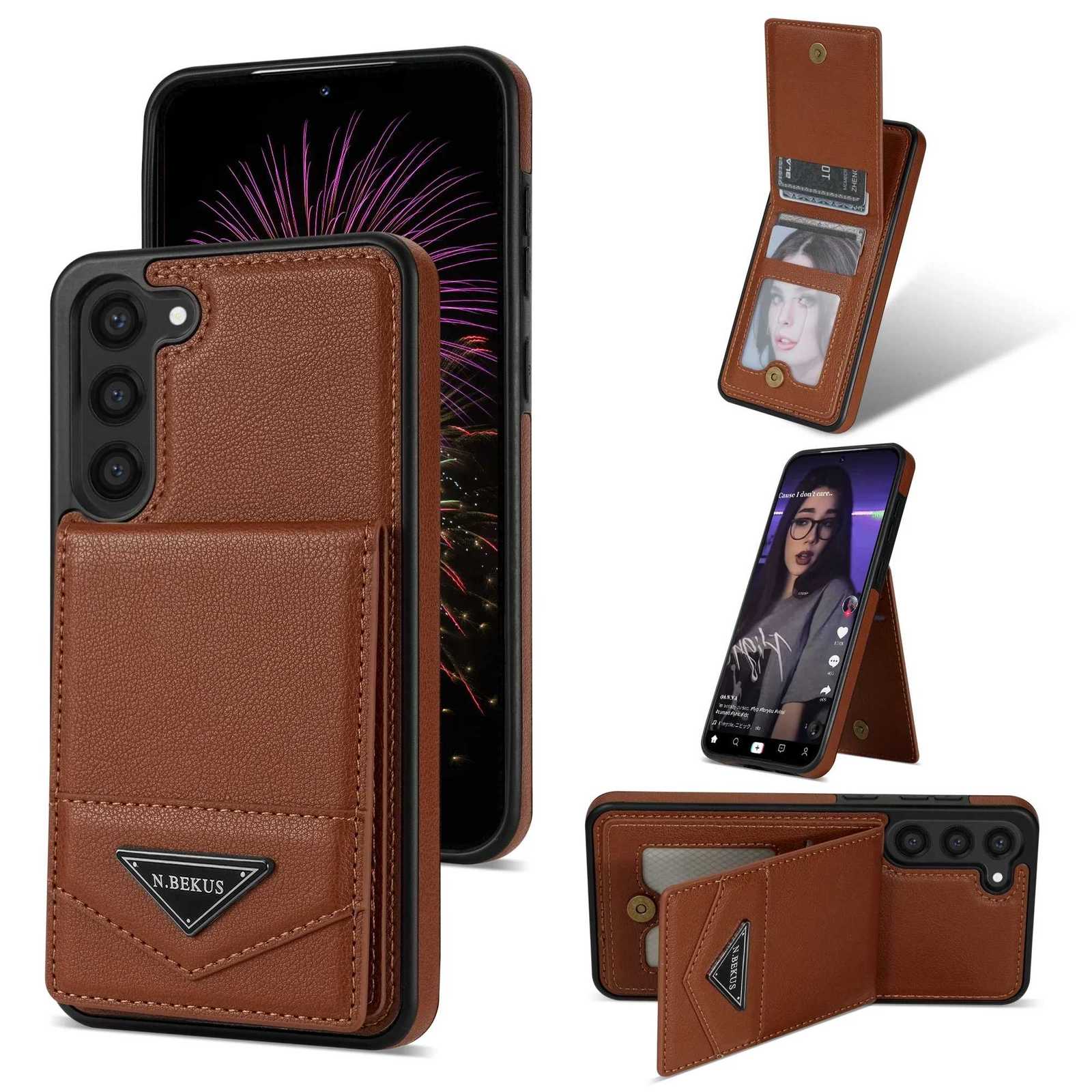 Vertical Cards Solt Wallet Leather Case for Samsung Galaxy S25 S24 Ultra S23 FE S21 S22 S20 Plus A14 A54 A13 A53 A52 Stand Cover Z251203