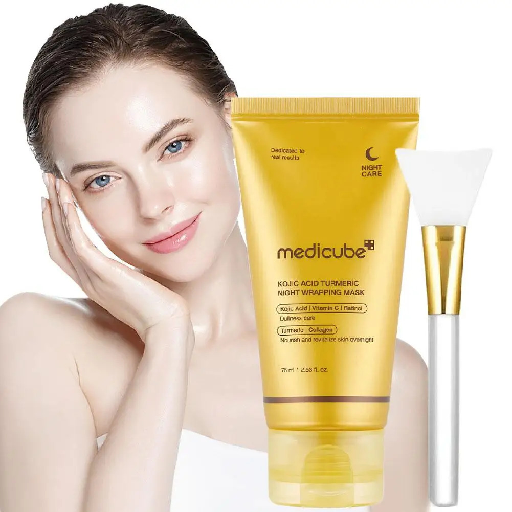 Medicube Turmeric Collagen Face Mask Overnight Peel off Wrapping Facial Mask Reduce Sagging Brighten Dullness Glowing Skincare 251129