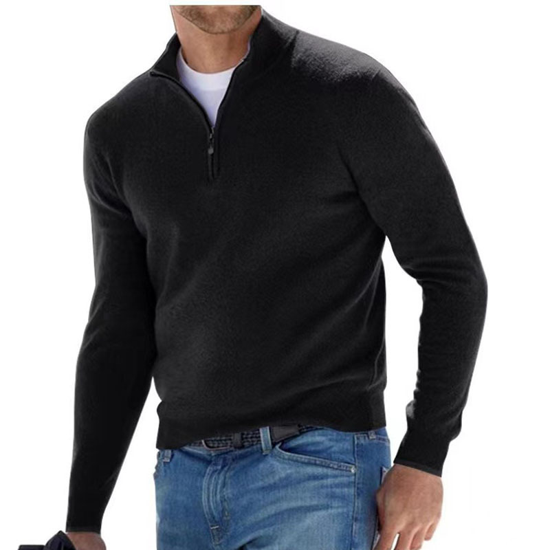 Men's Autumn Winter Half-Zip Blend Long Sleeve Pullover Jacket Polo Style Casual Top Soft Fabric Easy Half-Zip Fastening Daily Casual Wear