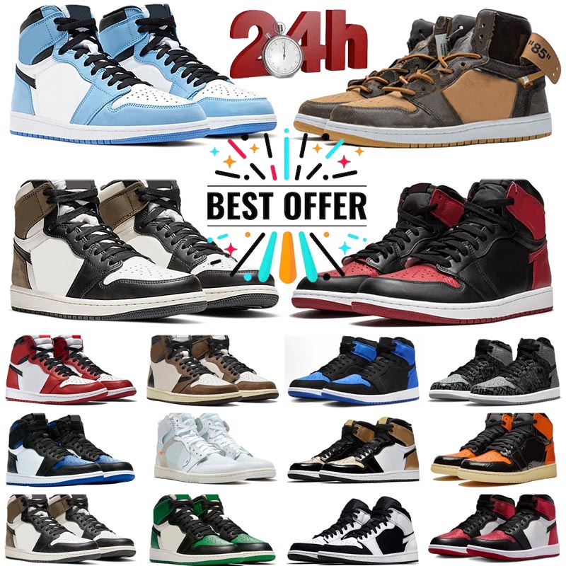 2025 Free delivery Designer Shoes 1 University Blue Leather Hyper Royal Smoke Grey Chicago Red Dark Mocha mens Sports trainers Sneakers 36-47