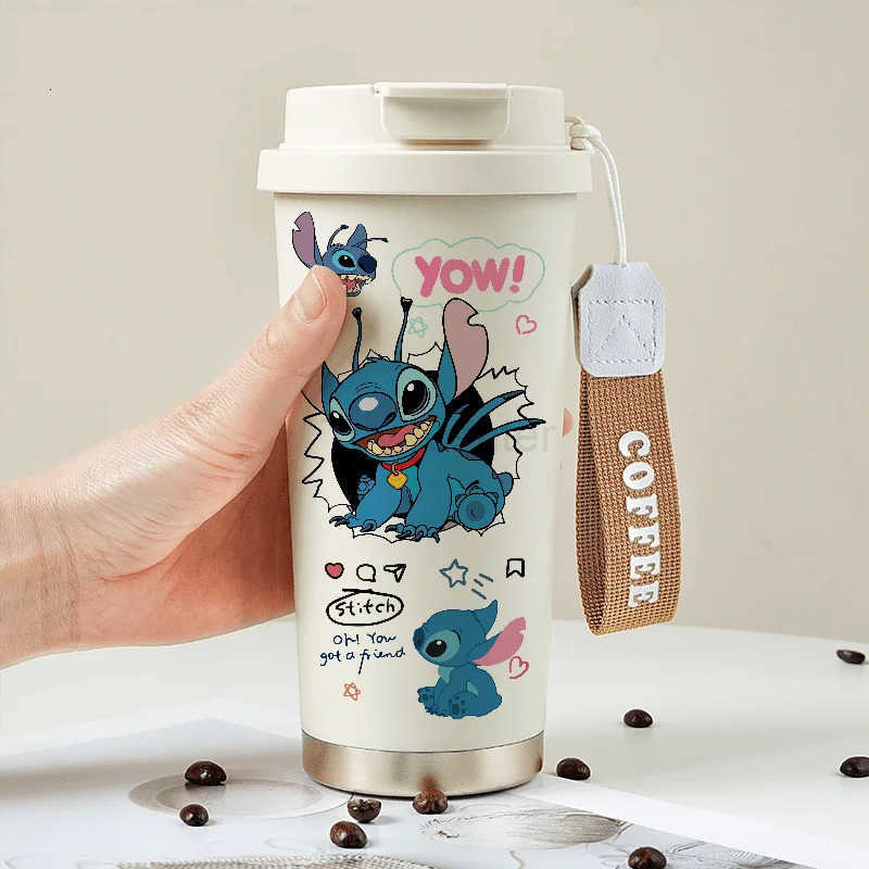 Disney Stitch Stainless Steel Insulated Cup Cute Cartoon Personalized Creative Couple and Student Coffee Cup Birthday Gift H251203