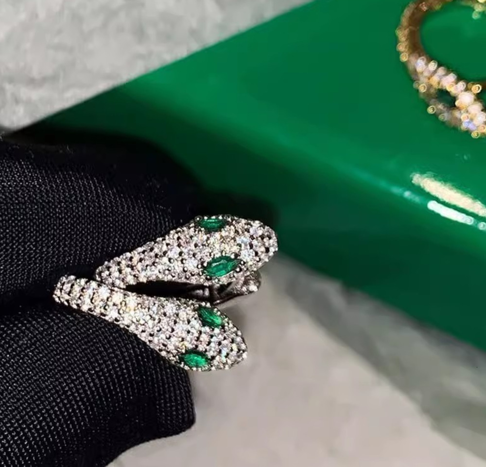 S925 silver personalized serpentine Earrings womens fashion micro inlaid zircon bright earrings hip hop Earrings 250710