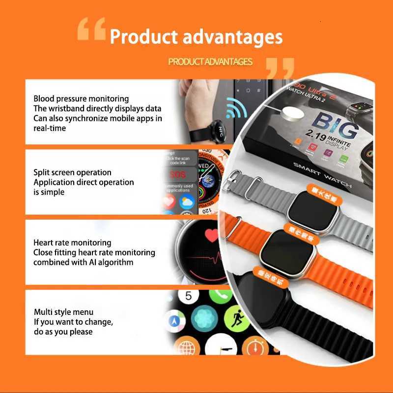 T900 tra Smart Watch Men 49mm Series 9 AMOLED Sn NFC Cpass Waterproof For Watch IWO tra 9 Wholes NEW C251203