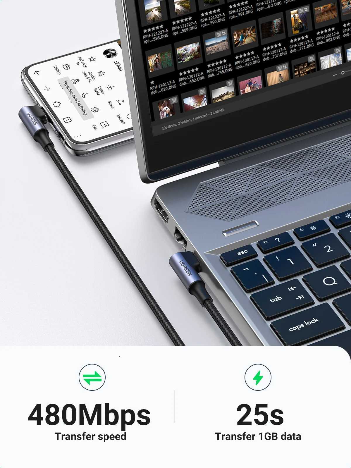 UGREEN PD 100W USB C to USB C Charging Cable for S10 S20 Book Pro iPad 2020 Quick Charger 40 PD Fast Charging Cord C251203