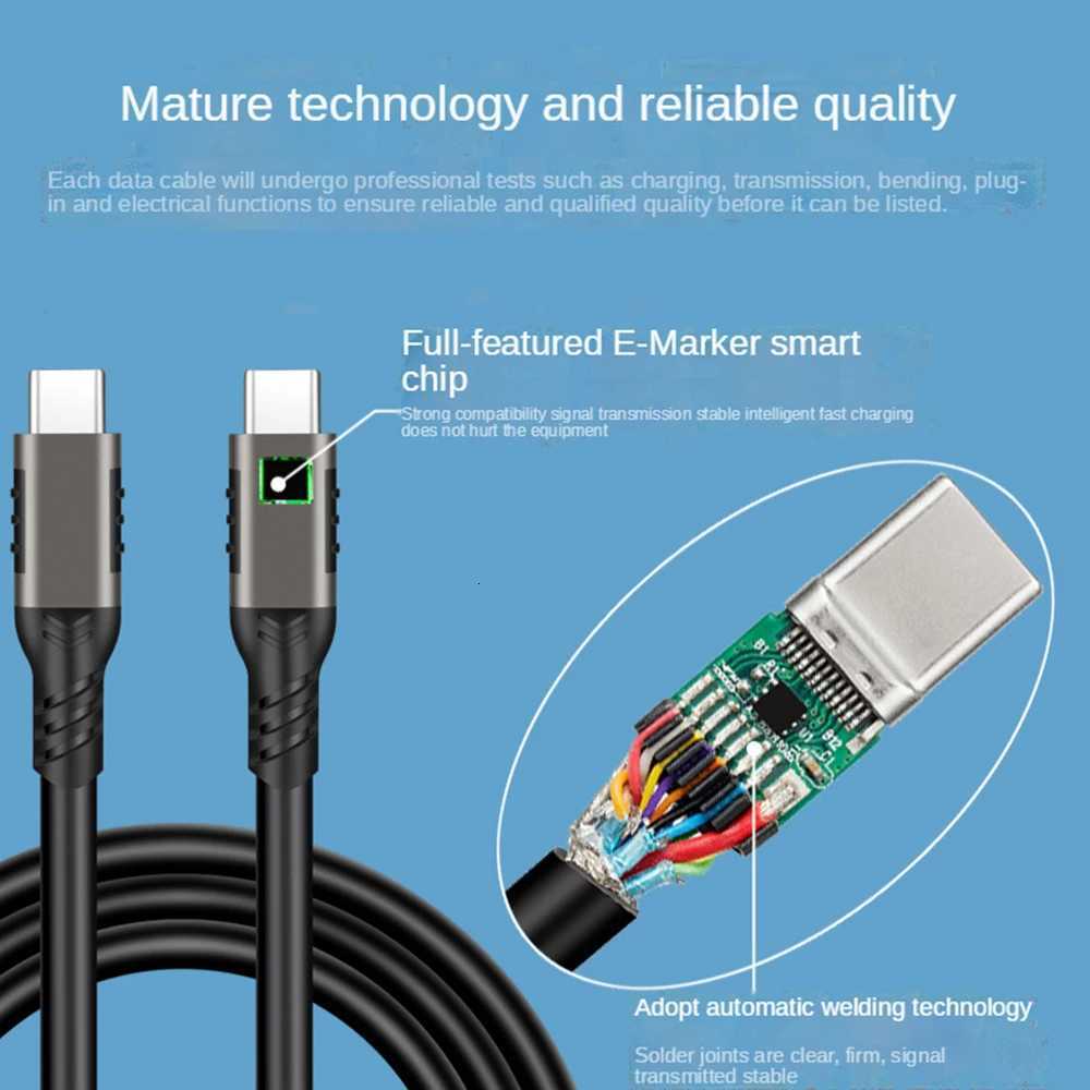USB 32 Gen2 5A 100W Type C Cable 4K60HZ HD Video 20Gbps USB-C Data Sync Cable For book Pro USB-C Fast Charging Charge Cord C251203