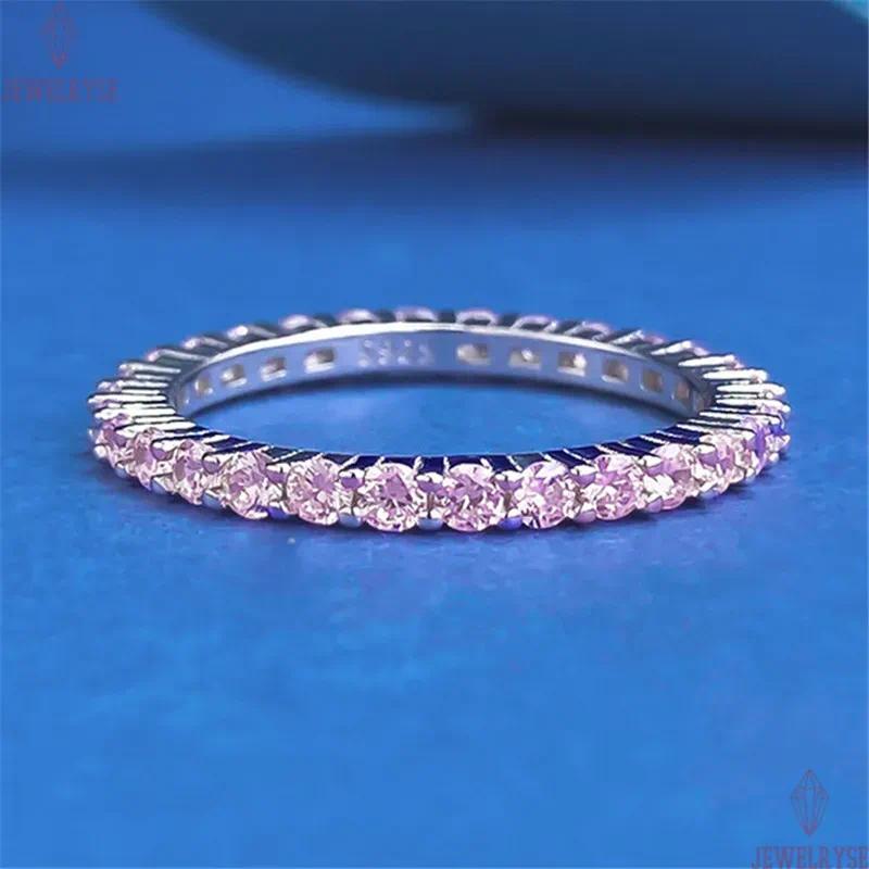 luxury 2mm diamond band designer ring for woman s925 sterling silver single row colored 5A zirconia white engagement ring rings jewelry friend girls g