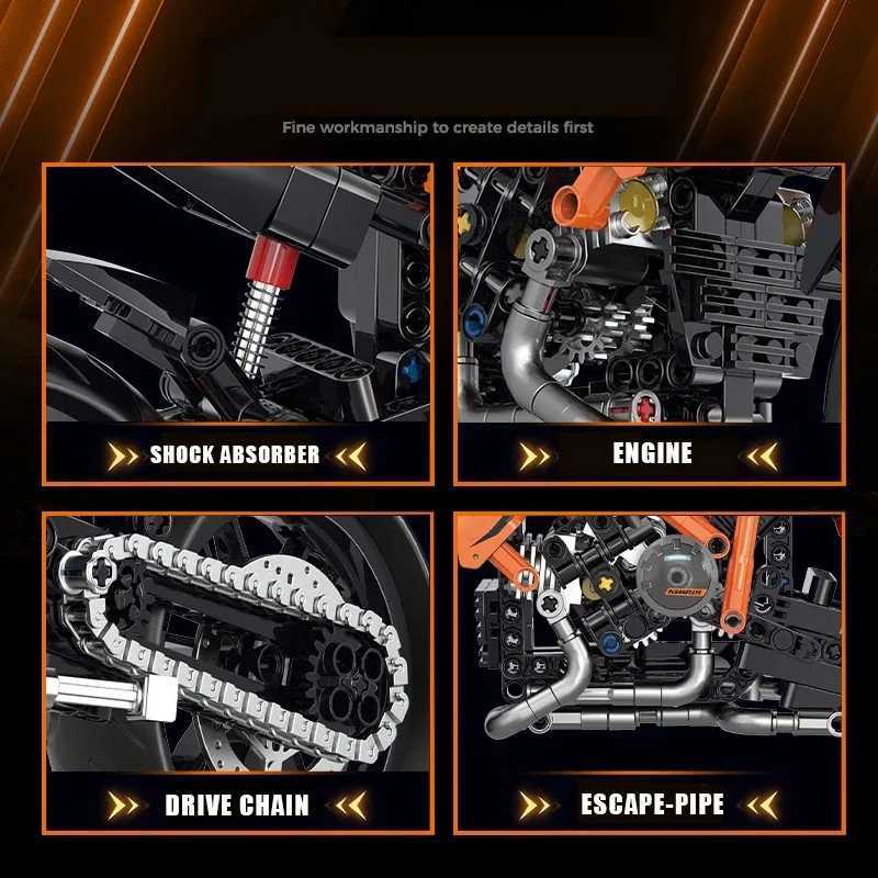 18 Motorbike Model Building Blocks Sets Racing Moto Bricks Toys Kids Boys Children Birthday Gifts Adt MOC Technical 579Pcs C251203