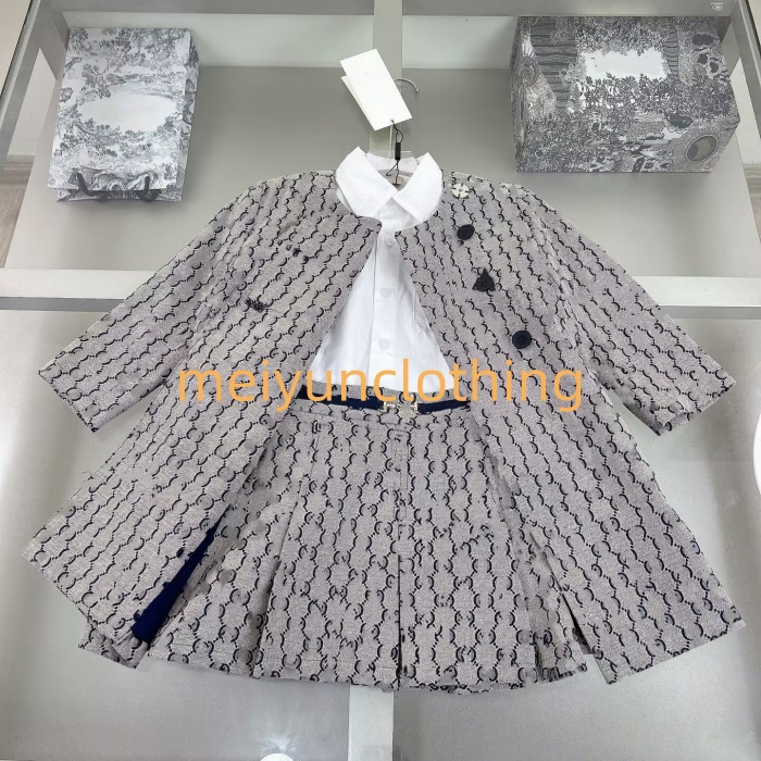 New girls dresses kids skirt Silver letter embroidery Princess dress kids designer clothes baby frock size 90cm-160cm a3