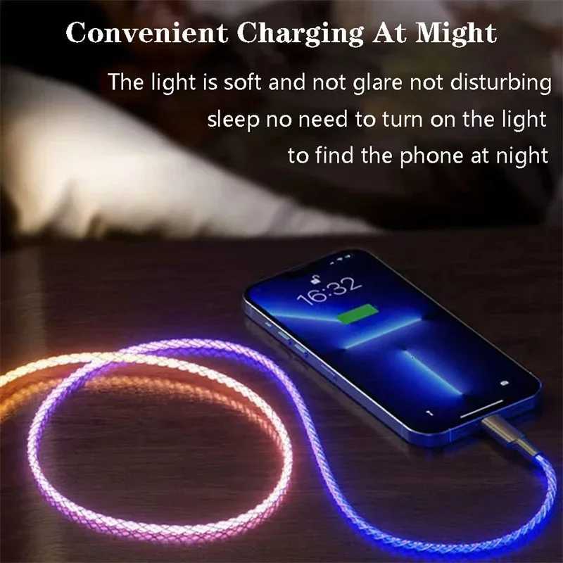 1M Fast Charging RGB Breathing Luminous Gradient Light Data Cable 60W TYPE-C Charger For iPhone 15 PD Cord C251203