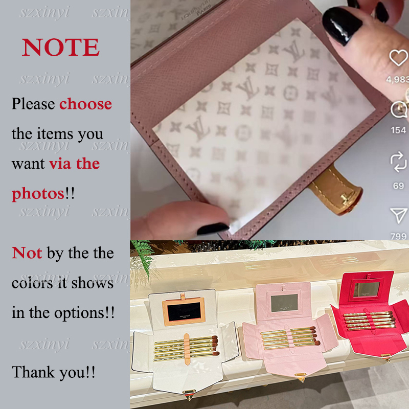 (Gifts for Xmas) Fashion Card Holders with PAPIER RETOUCHE Lip and Eye Brush Set