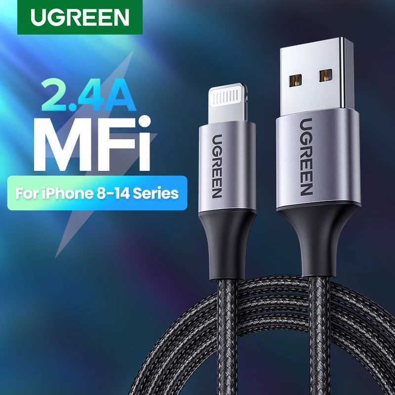 UGREEN MFi USB to Lightning Cable 24A Fast Charging for iPhone 14 13 12 Pro Max USB Cable for iPad Air Phone Data Cable C251203