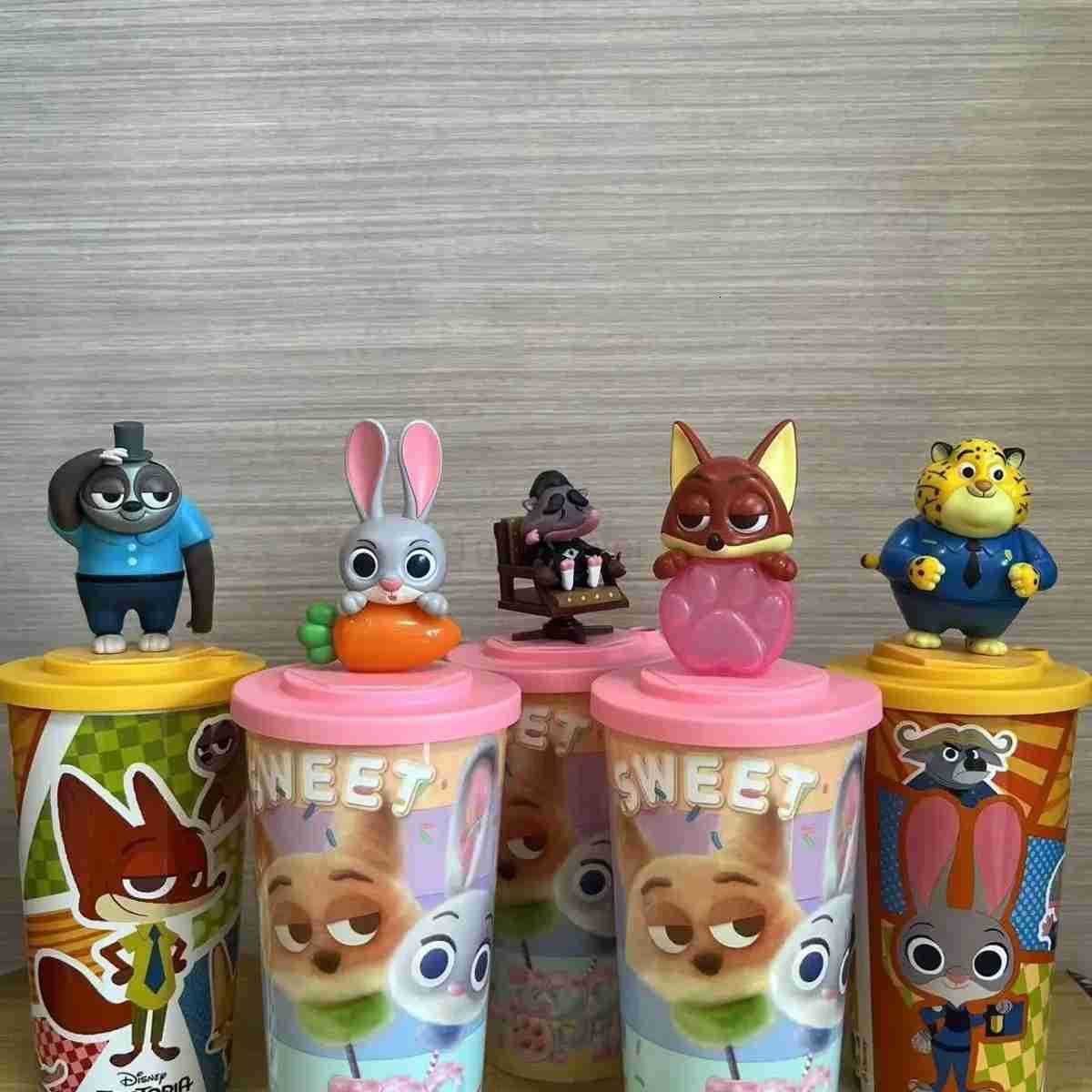 Disney New Genuine Zootopia Judy Nick Shaped Cup Straw Water Cup Storage Bucket Popcorn Bucket Strap Bucket Toy Gift H251203