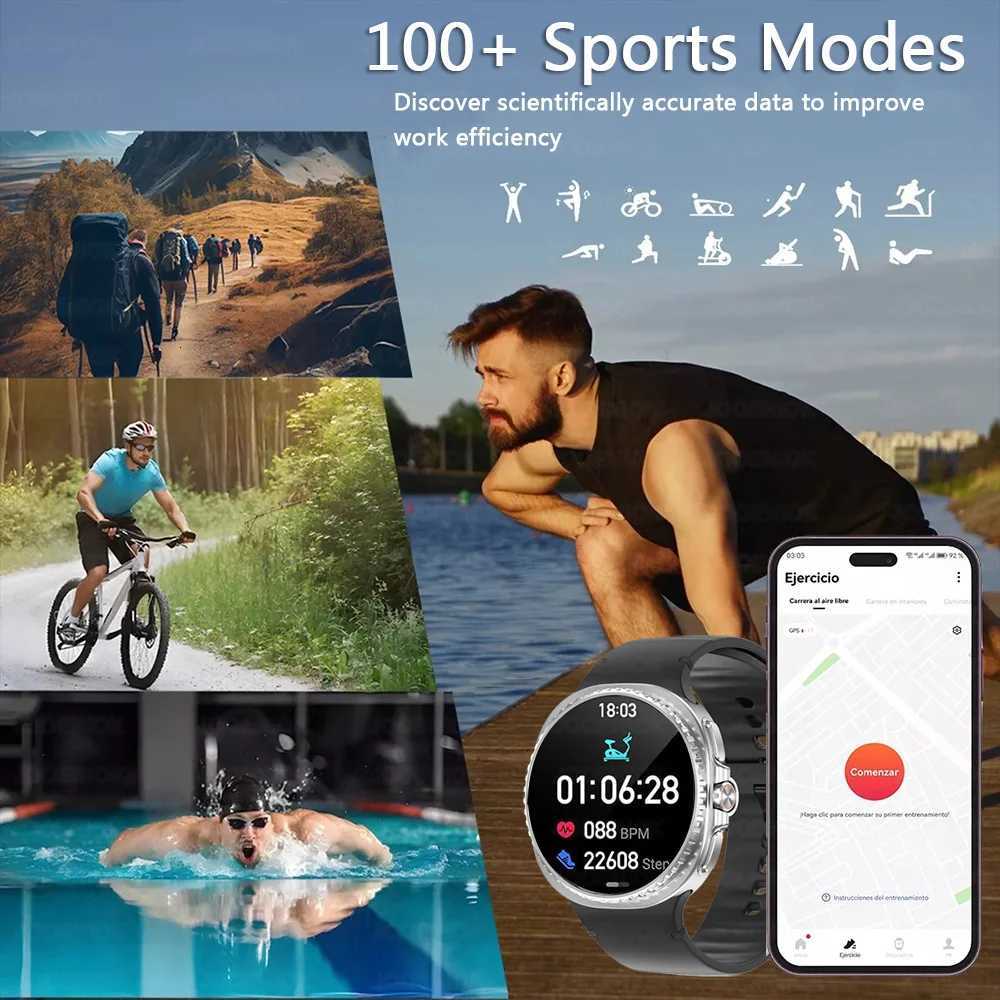 2025 New Watch 8 tra Smart Watch Men Call 3D Video Display Sports GPS NFC Cpass Blood oxygen Waterproof Smartwatch C251203