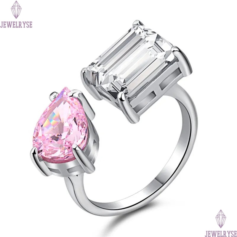 love wed heart designer ring for woman 925 sterling silver diamond pink zirconia sqaure luxury womens engagement wedding rings jewelry gift box openin