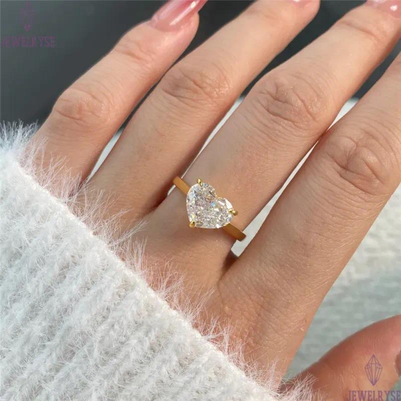 gold designer ring for woman wed diamond luxury 925 sterling silver zirconia oval square heart love wedding promise womens engagement rings jewelry si